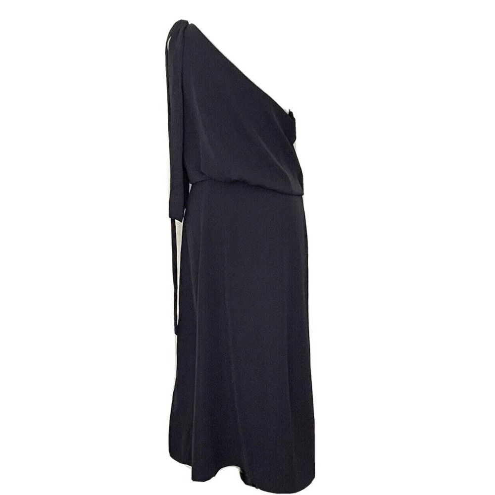 AMYLYNN Woman Navy Blue One Shoulder Satin Midi Dress~Size M - Picture 6 of 10